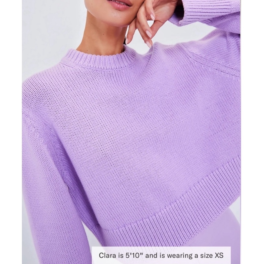 Tuckernuck Lavender Cropped Crewneck Sweater